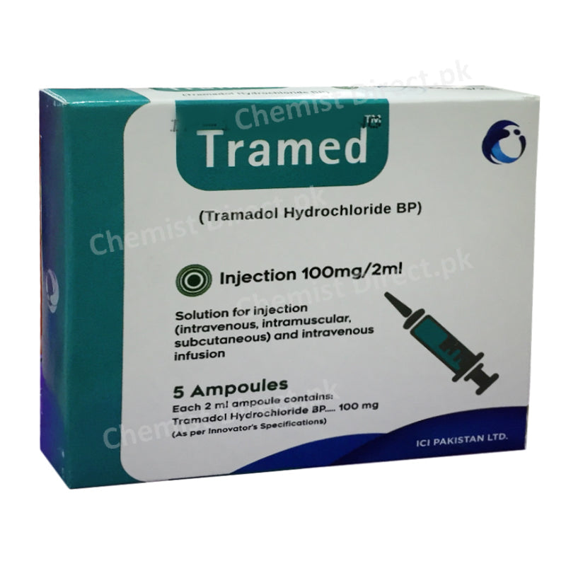 Tramed Injection Tramadol Hydrochloride BP 100mg/2ml ICI Pharmaceuticals