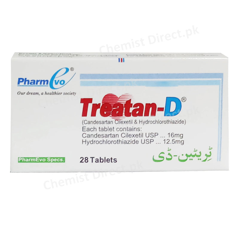 Treatan D 16mg Tablet Pharm Evo Pvt_ Ltd Hypertensive Candesartan Cilexetil 16mg_ Hydrochlorothiazide 12.5mg