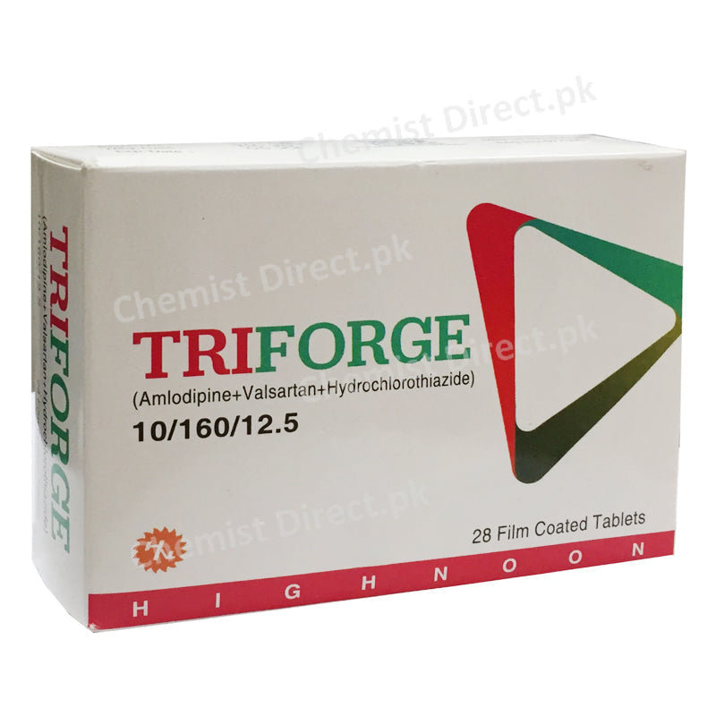 Triforge 10/160/12.5mg Tablet Amlodipine+Valsartan+Hydrochlorthiazide Anti-Hypertensive+Diuretic Highnoon Laboratories