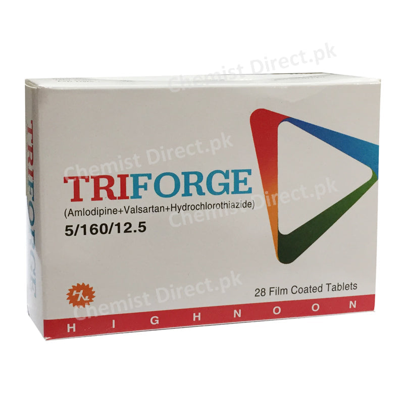 Triforge 5/160/12.5mg Tablet Amlodipine+Valsartan+Hydrochlorthiazide Anti-Hypertensive+Diuretic Highnoon Laboratories