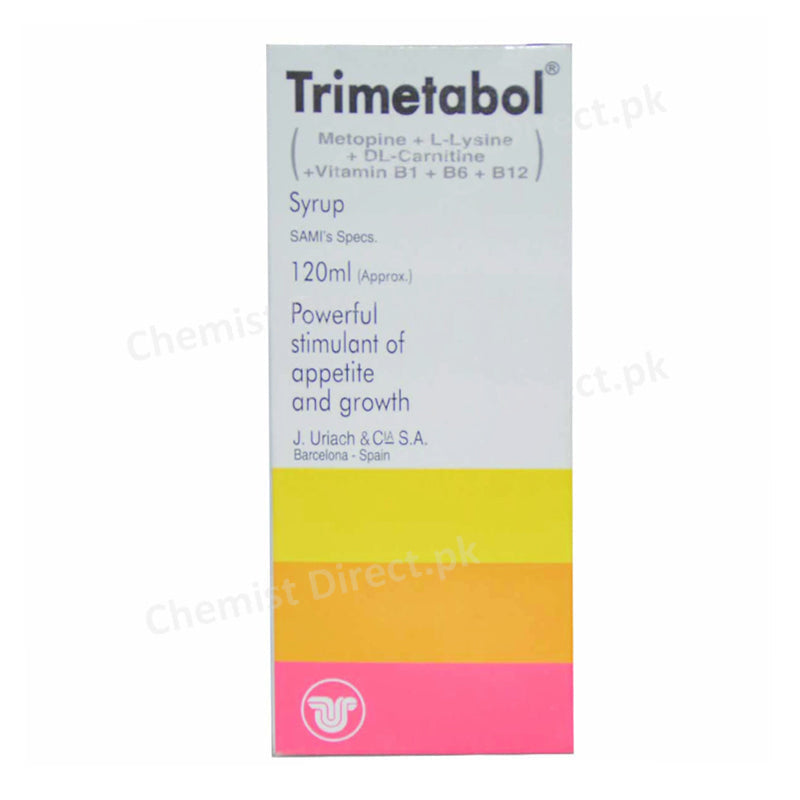 Trimetabol Syrup 120ml Metopine+L-lysine+DL-Carnitine+Vtamin B1+B6+B12 Appetite Stimulant Sami Pharma