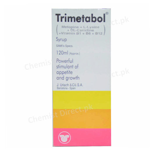 Trimetabol Syrup 120ml Metopine+L-lysine+DL-Carnitine+Vtamin B1+B6+B12 Appetite Stimulant Sami Pharma