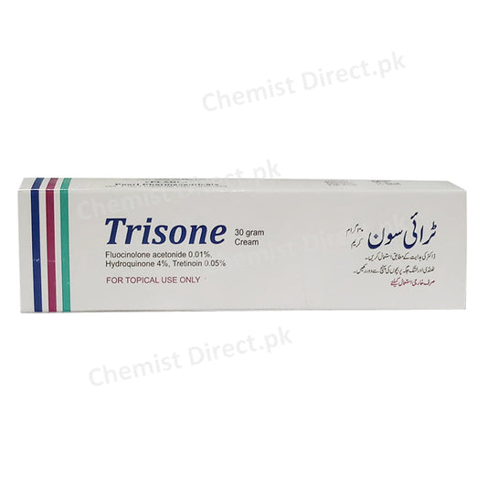 Trisone Cream 30gm Fluocinolone acetonide 0.01% Hydroquinone 4% Tretinoin 0.05% Valor Pharma
