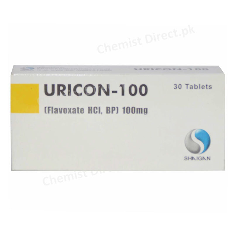 Uricon-100 Tablet Flavoxate HCl Bp 100mg Shaigan Pharmaceuticals Anti-Spasmodic
