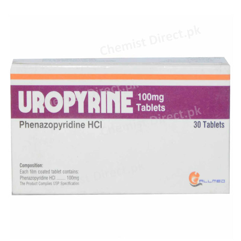 Uropyrine 100mg Tablet phenazopyridine hcl Urinary pain Allmed Labs
