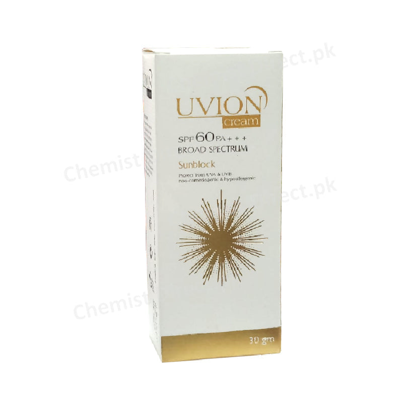 Uvion Cream Spf60 Pa+++ Sun Block 30Gm Skin Care