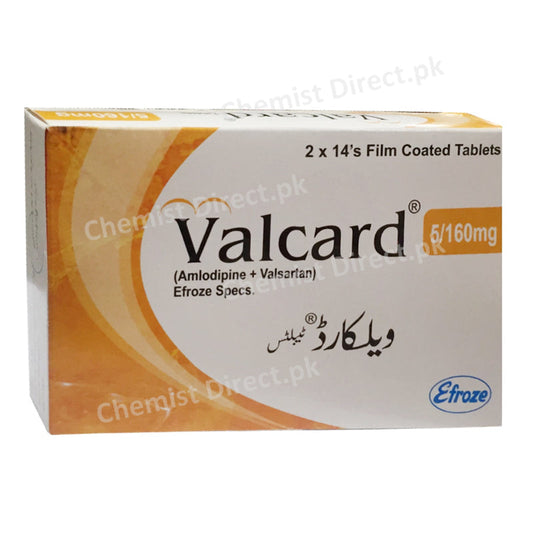 Valcard Tabblet 5 160 Efroze  Chemical Industries Pvt  Ltd Anti Hypertensive Amlodipine 5mg Valsartan 160mg