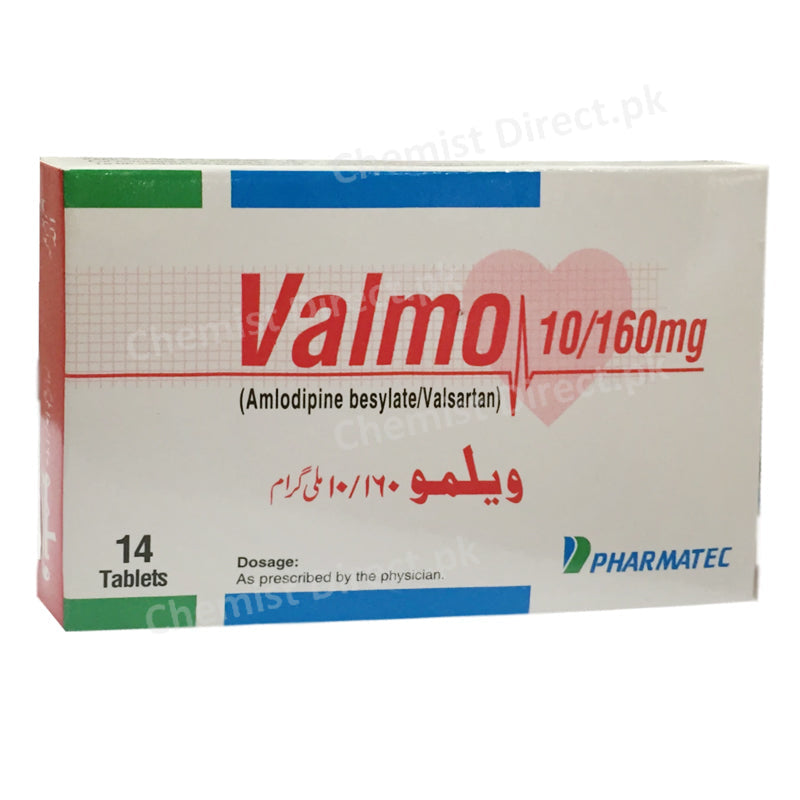 Valmo 10 160mg Tablet Pharmatec Pvt_ Ltd Anti Hypertensive Amlodipine 10mg_ Valsartan 160mg