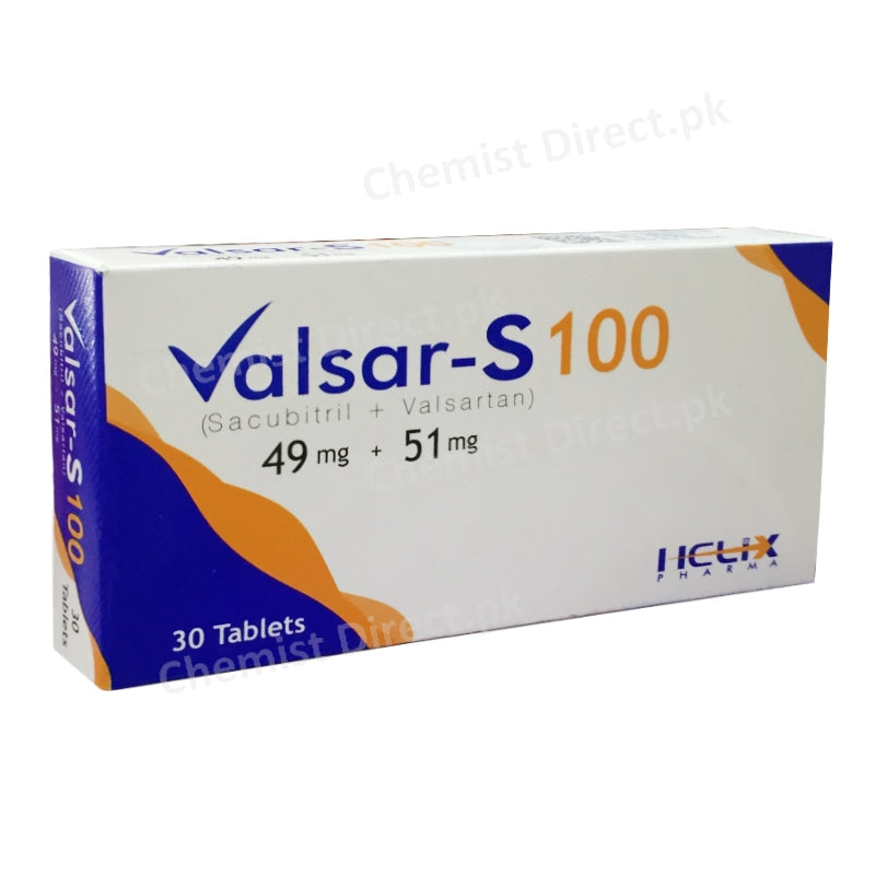 Valsar-S 100 Tablet Sacubitril 49mg + Valsartan 51mg Helix Pharma