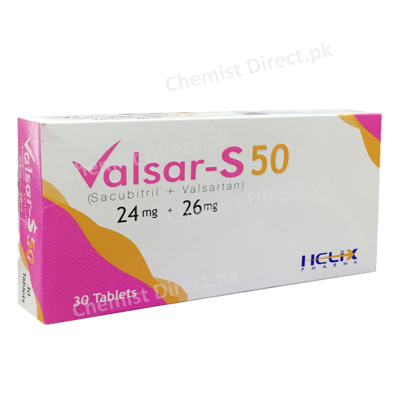 Valsar-S 50 Tablet Sacubitril 24mg + Valsartan 26mg Helix Pharma