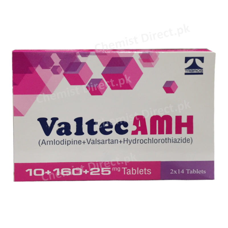 Valtec AMH 10+160+25mg Tablet Anti-Hypertensive Amlodipine+Valsartan+Hydrochlorothiazide Tabros Pharma