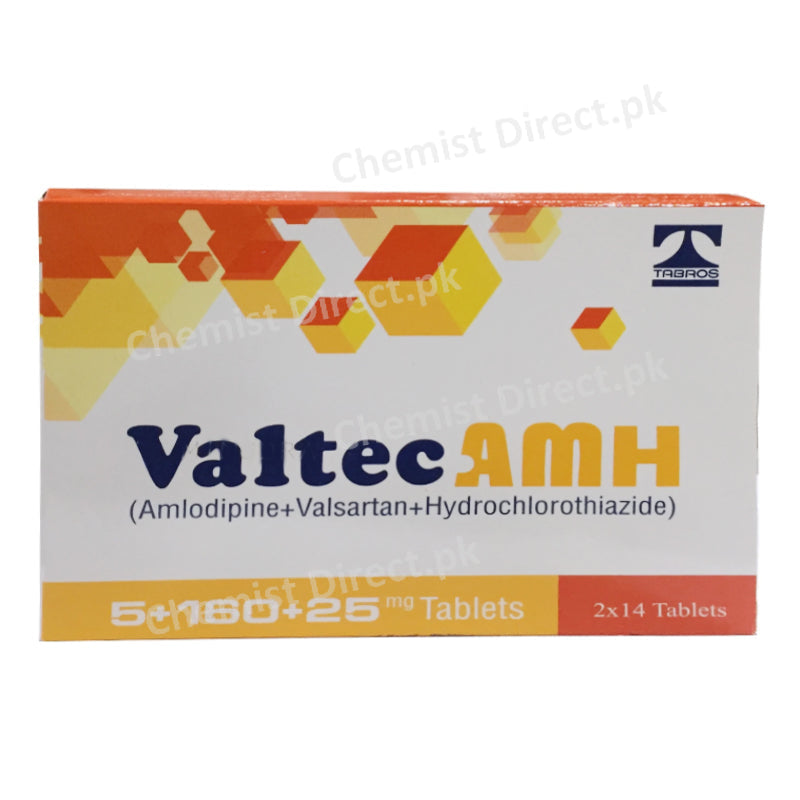 Valtec AMH 5+160+25mg Tablet Anti-Hypertensive-Amlodipine+Valsartan+Hydrochlorothiazide Tabros Pharma