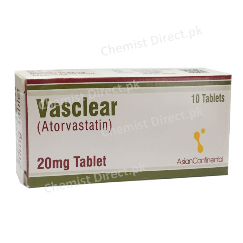 Vasclear 20mg Tablet Atorvastatin Asian Continental Pharma Statins