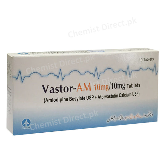 Vastor-AM 10mg/10mg Tablet Amlodipine Besylate USP+Atorvastatin Calcium USP Atco Pharma