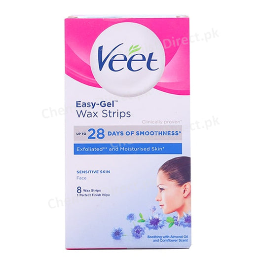 Veet Easy Gel Wax Strips Sensitive Face 8 Strips Personal Care