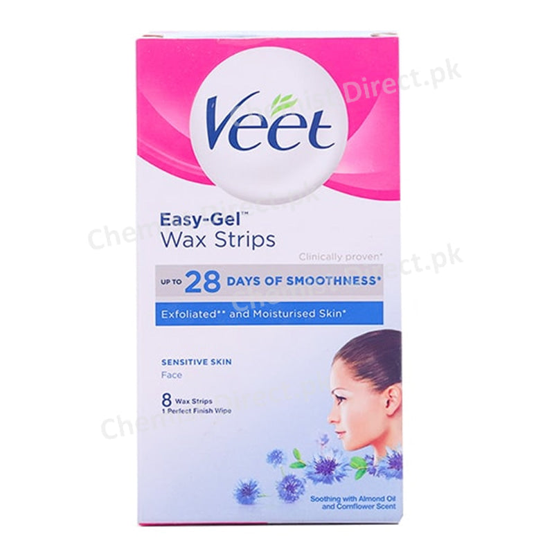 Veet Easy Gel Wax Strips Sensitive Face 8 Strips Personal Care