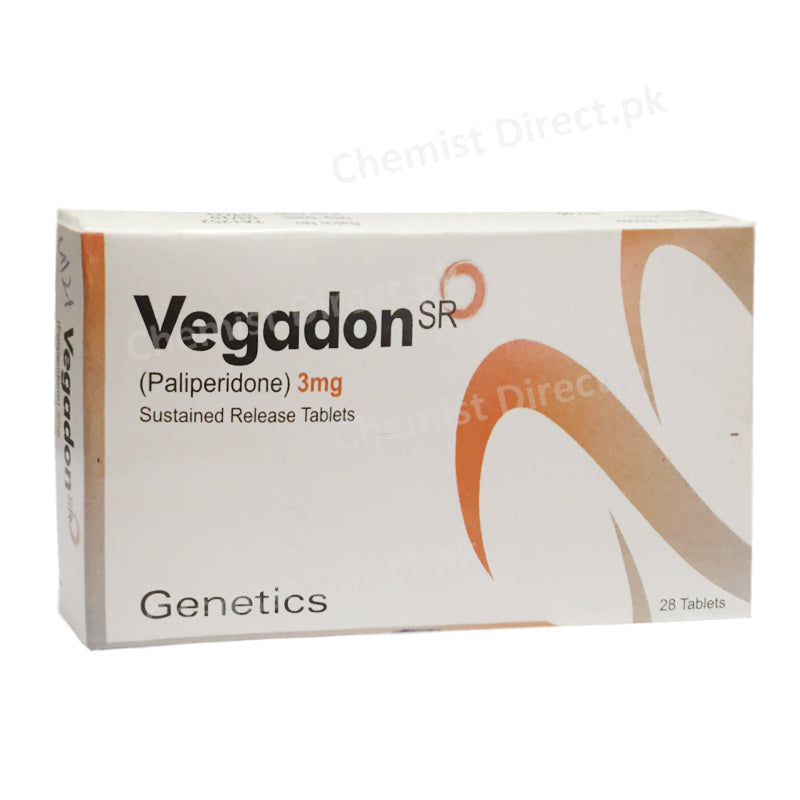 Vegadon SR 3mg Tablet Paliperidone Anti-Psychotic Genetics Pharmaceuticals 