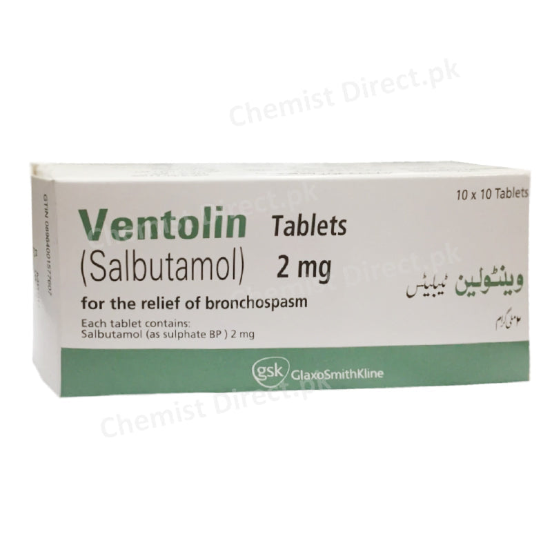 Ventolin 2mg Tablet Salbutamol B2-Stimulant GlaxoSmithKline