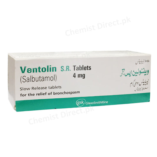 Ventolin S.R 4mg Tablet Sulbutamol B2-Stimulant GlaxoSmithKline