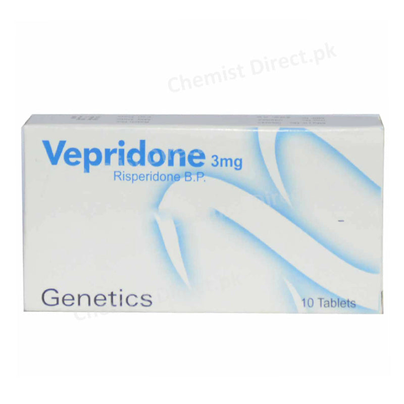 Vepridone 3mg Tablet Risperidone B.P Psychosis Genetics Pharmaceuticals