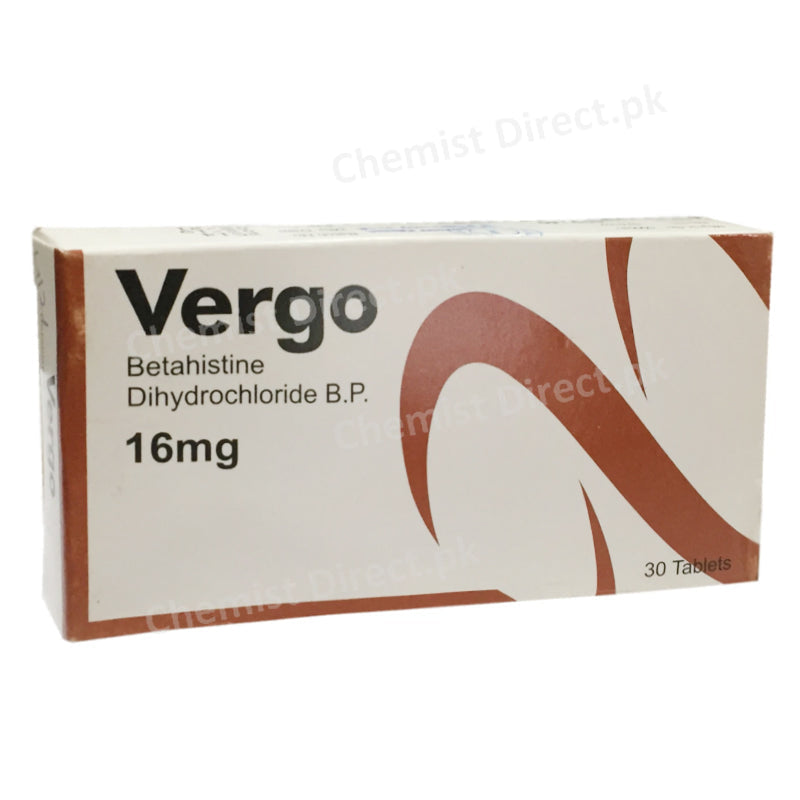 Vergo 16mg Tablet Betahistine Dihydrochloride B.P Anti-vertigo Genetics Pharmaceuticals