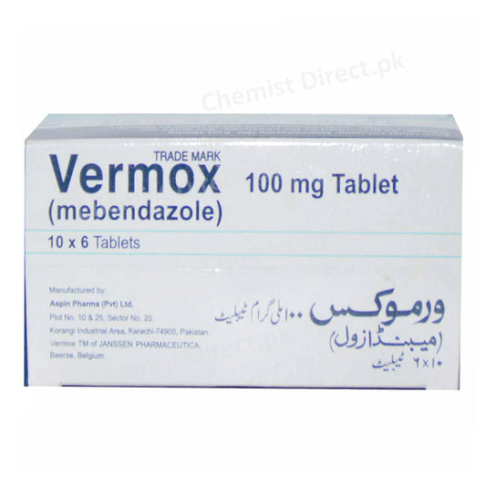 Vermox 100mg Tablet Mebendazole Aspin Pharma