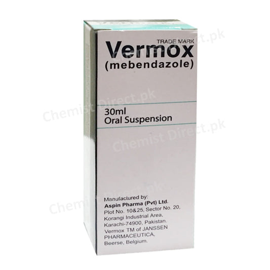 Vermox 30ml Syrup Mebendazole Aspin Pharma Suspension