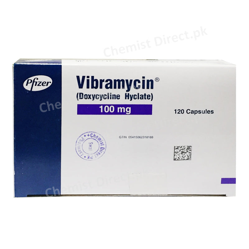 Vibramycin 100mg Capsule Doxycycline Hyclate Pfizer Pharma Anti-Bacterial