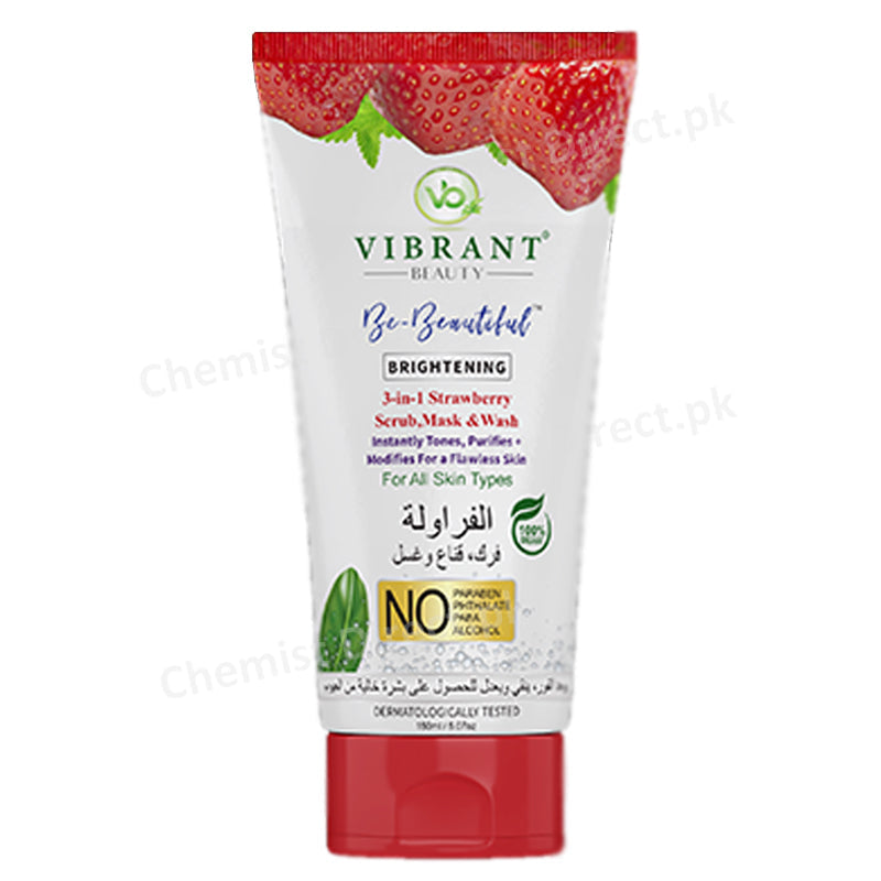 Vibrant 3 1 Strawberry Scrub Mask Wash 150ml jpg
