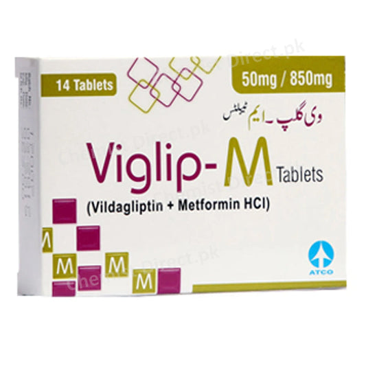     Viglip M 50 850mg Tablet Atco Laboratories LTD Oral Hypoglycemic Vildagliptin 50mg_ Metformin HCl 850mg