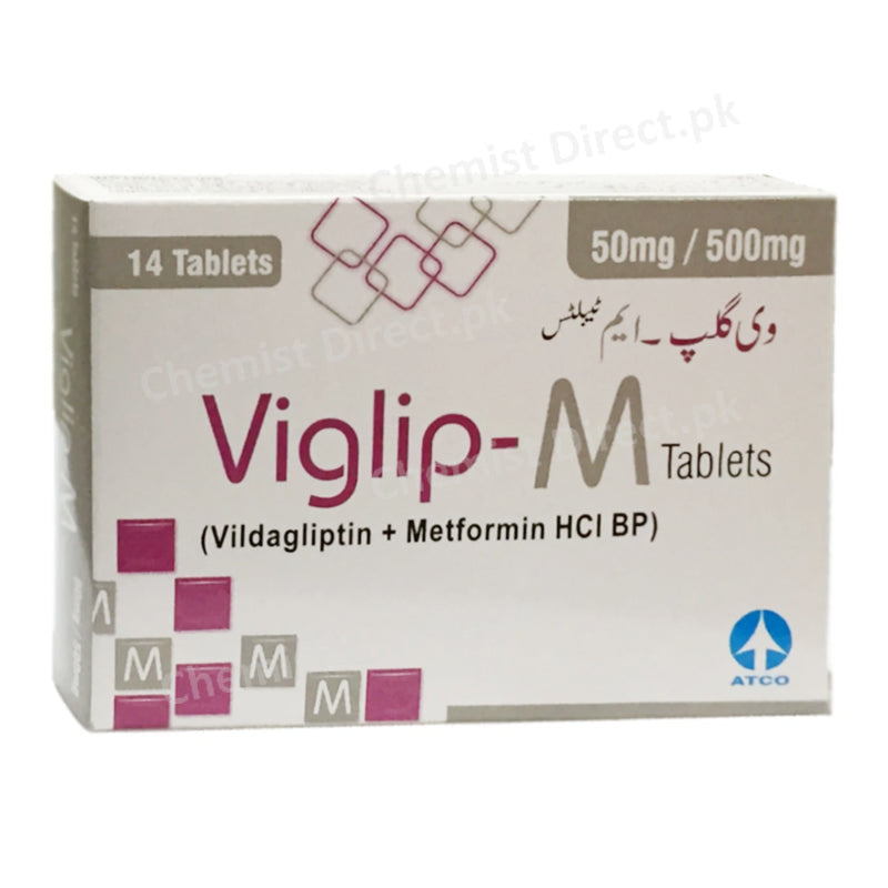 Viglip M 50mg 500mg Tablet Atco Laboratories  LTD Oral Hypoglycemic Vildagliptin 50mg_ Metformin HCl 850mg