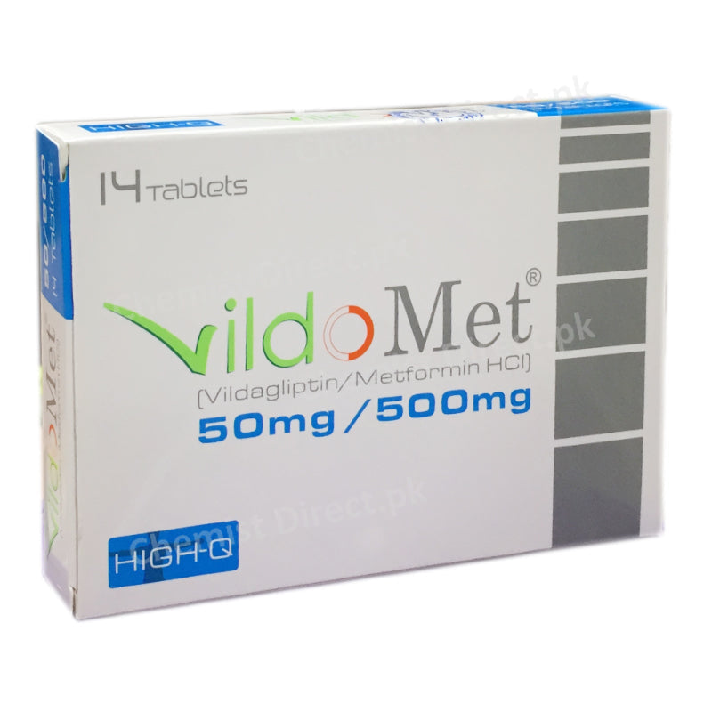 VildoMet 50mg 500mg Tablet Tablet High Q  Pharmaceuticals Oral Hypoglycemic-Vildagliptin 50mg_ Metformin Hci 1000mg