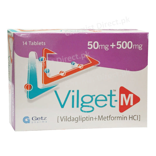 Vilget M 50mg 500mg Getz Pharma Oral Hypoglycemic Agent Vildagliptin 50mg_ Metformin 500mg