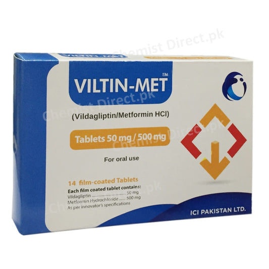     Viltin Met 50 500mg Tablet Sami Pharmaceuticals pvt Limited Karachi Oral Hypoglycemic Vildagliptin 50mg Metformin HCl 500mg