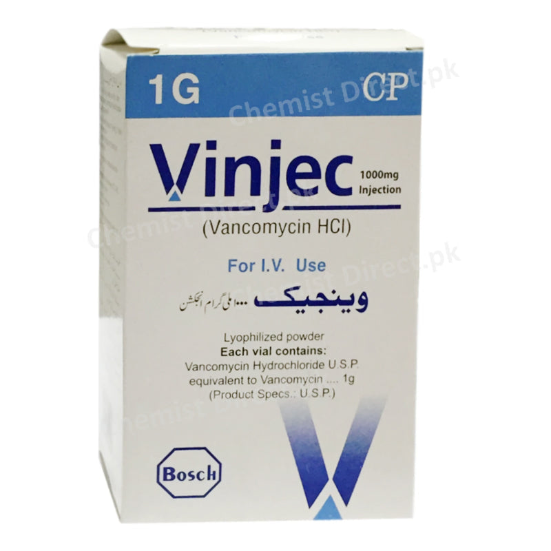 Vinjec 1g Injection Bosch Pharmaceuticals Pvt Ltd Anti Bacterial Vancomycin Hcl