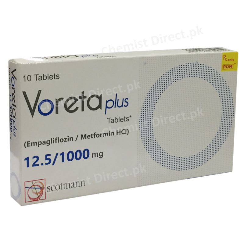 Voreta Plus Tablet 12.5/1000mg Scotmann Pharmaceuticals Oral Hypoglycemic Empagliflozin 12.5mg, Metformin1000mg