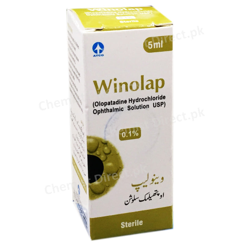 Winolap Ophthalmic Solution 0.1_ 5ml  Atco Laboratories LTD Anti Histamine Olopatadine Hydrochloride