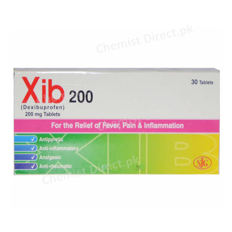 Xib 200mg Tablet Dexibuprofen Relief Of Fever,Pain & Inflammation SJG Pharma