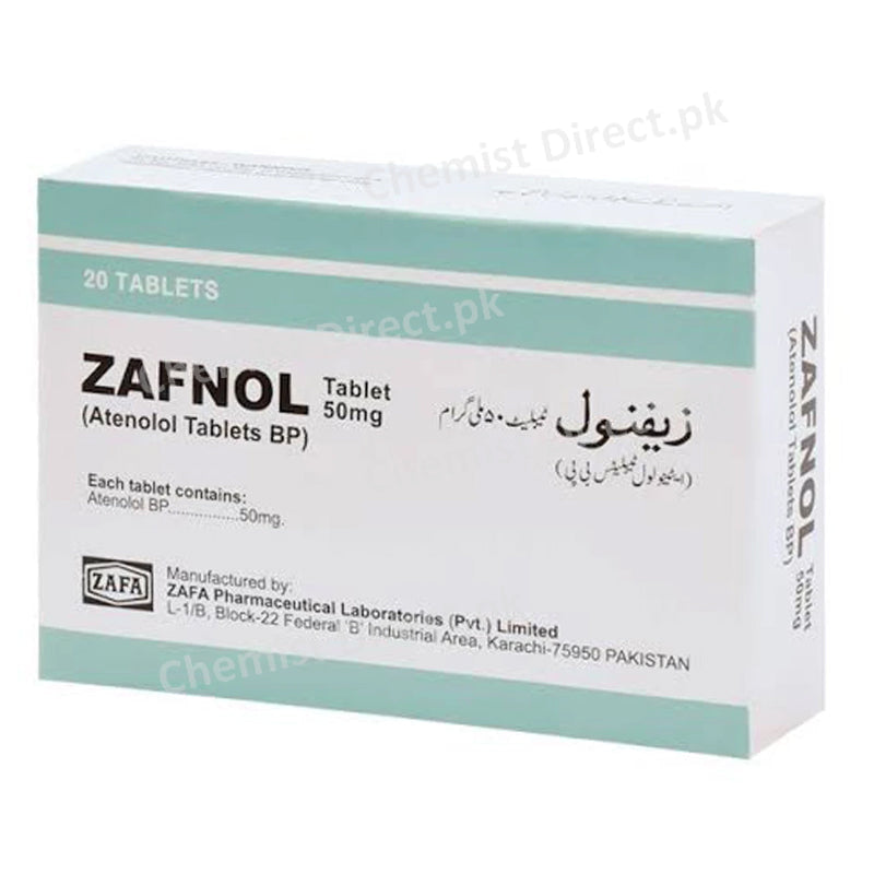 Zafnol 50mg Tablet Zafa Pharma Anti Hypertensive Atenolol