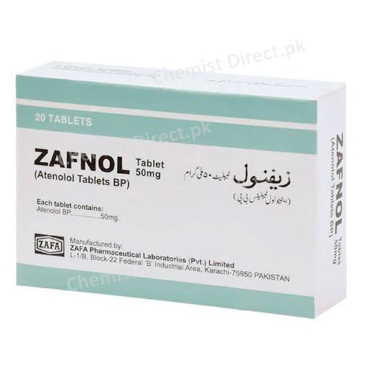 Zafnol 50mg Tablet Zafa Pharma Anti Hypertensive Atenolol