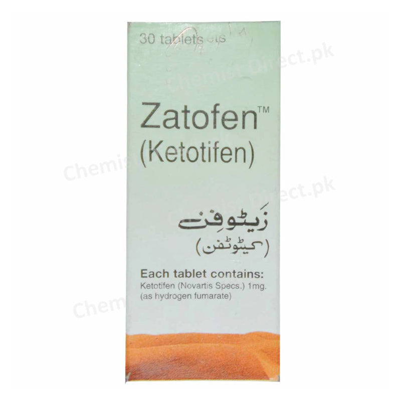 Zatofen 1mg Tablet Novartis Pharma Pakistan Ltd Anti Histamine Ketotifen