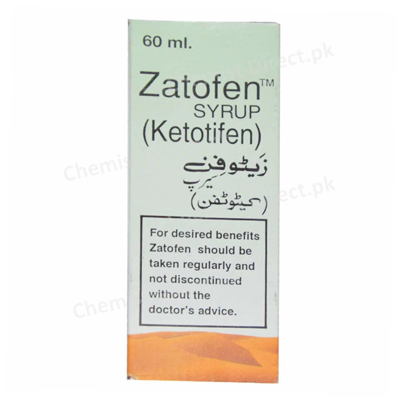 Zatofen 60ml Syrup Novartis Pharma Pakistan Ltd Anti Histamine Ketotifen
