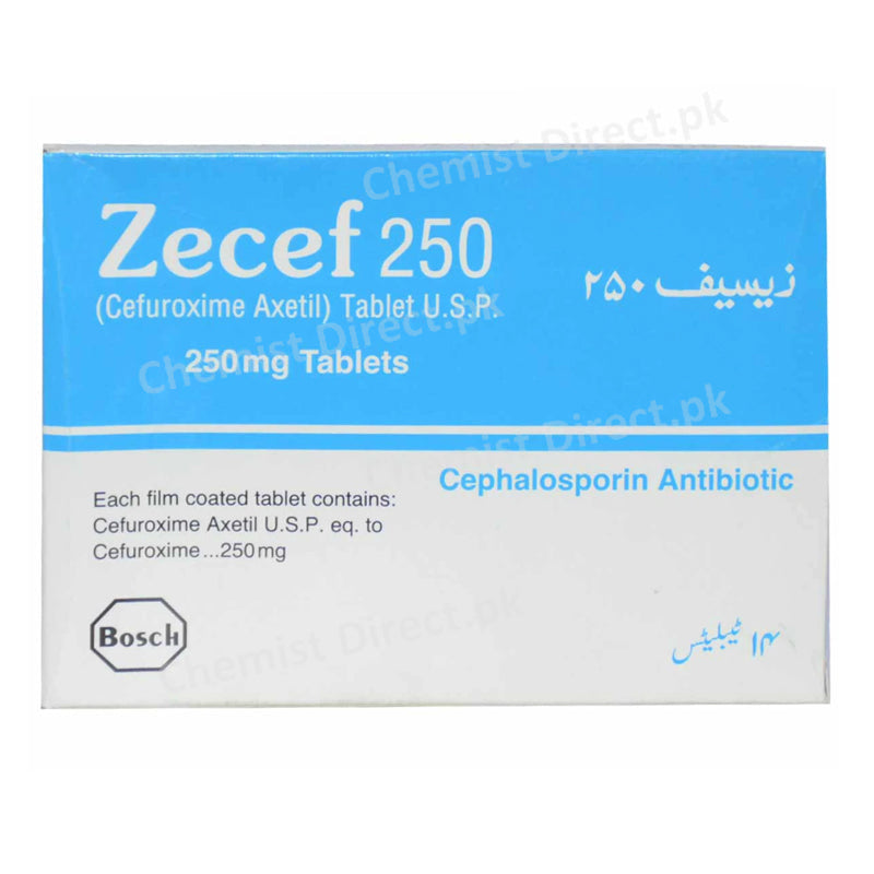Zecef 250mg Tablet Bosch Pharmaceuticals Pvt Ltd Cephalosporin Antibiotic Cefuroxime