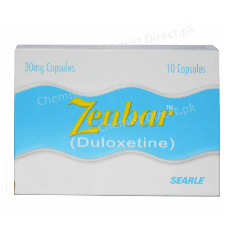 Zenbar 30mg Capsule Duloxetine Anti-Depressant Searle Pakistan