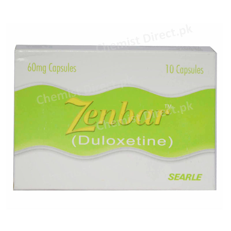 Zenbar 60mg Capsule Duloxetine Anti-Depressant Searle Pakistan