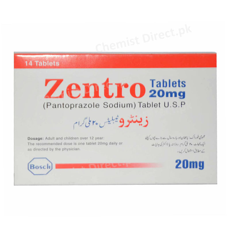 Zentro 20mg Tablet Pantoprazole Sodium Anti-Ulcerant Bosch pharma