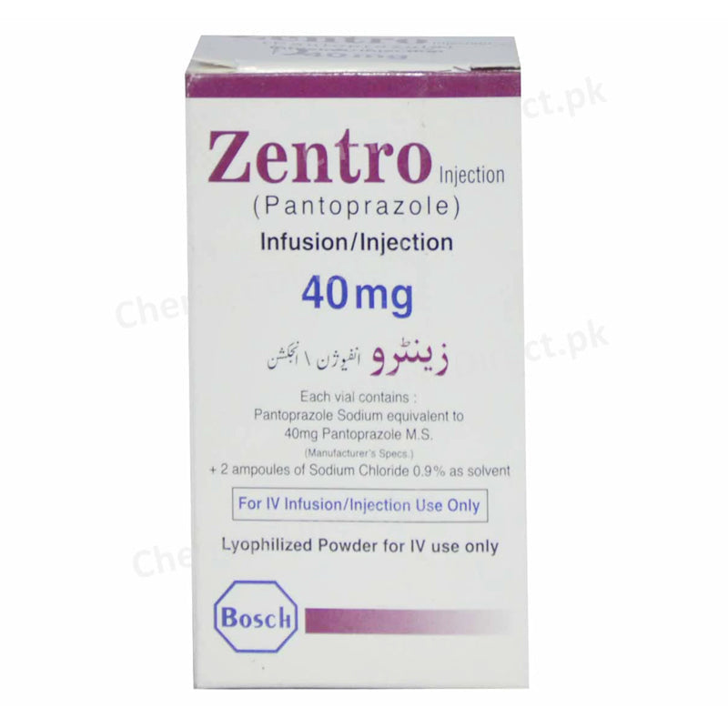 Zentro 40mg Infusion/Injection Pantoprazole Anti-Ulcerant Bosch pharma