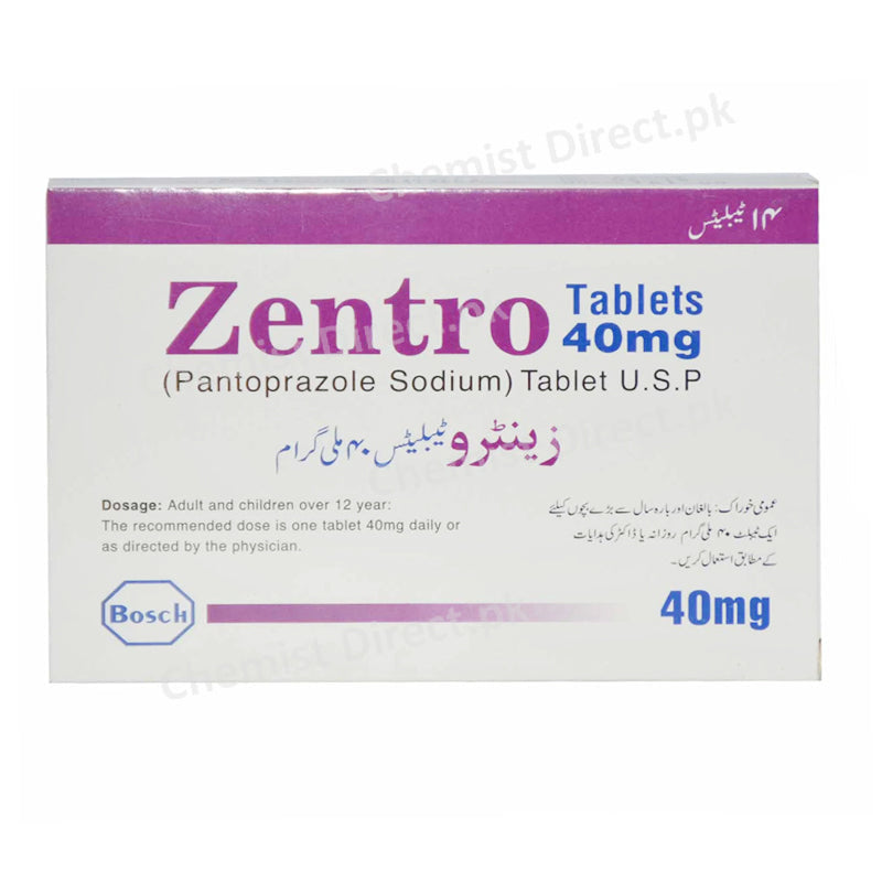 Zentro 40mg Tablet Pantoprazole  Sodium Anit-Ulcerant Bosch Pharma
