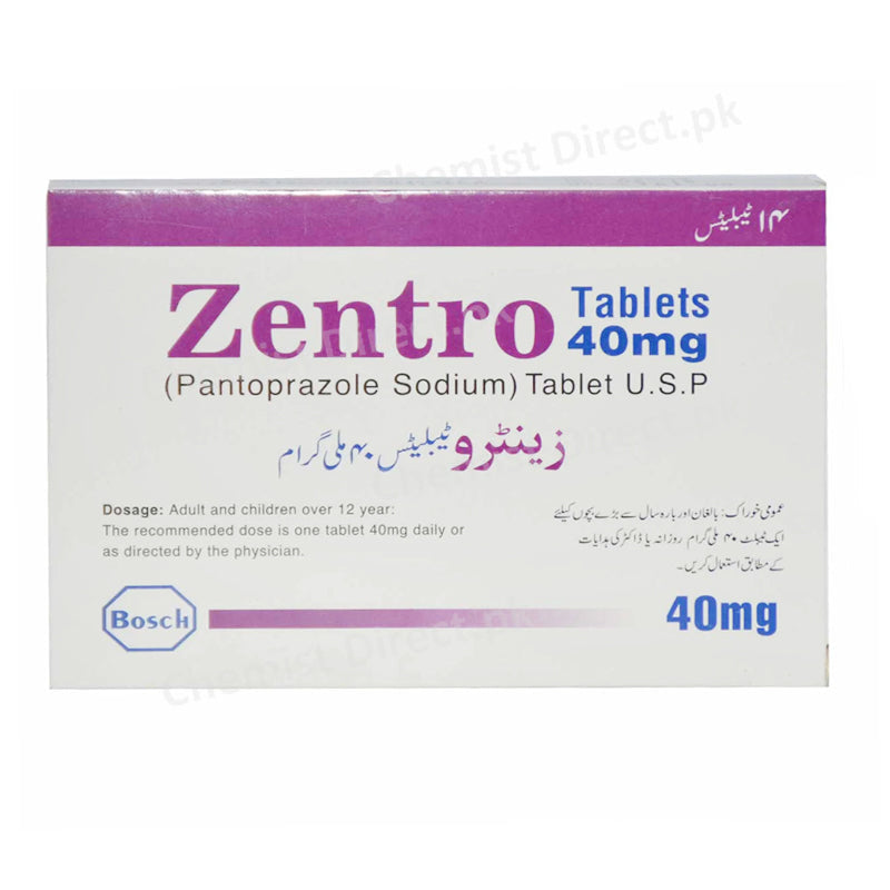 Zentro 40mg Tablet Pantoprazole  Sodium Anit-Ulcerant Bosch Pharma