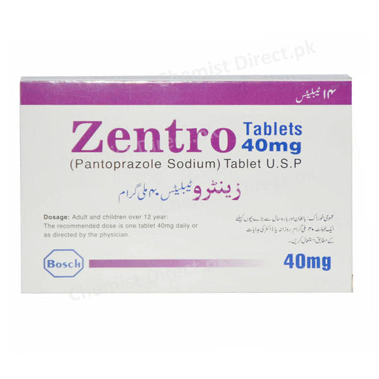 Zentro 40mg Tablet Pantoprazole  Sodium Anit-Ulcerant Bosch Pharma